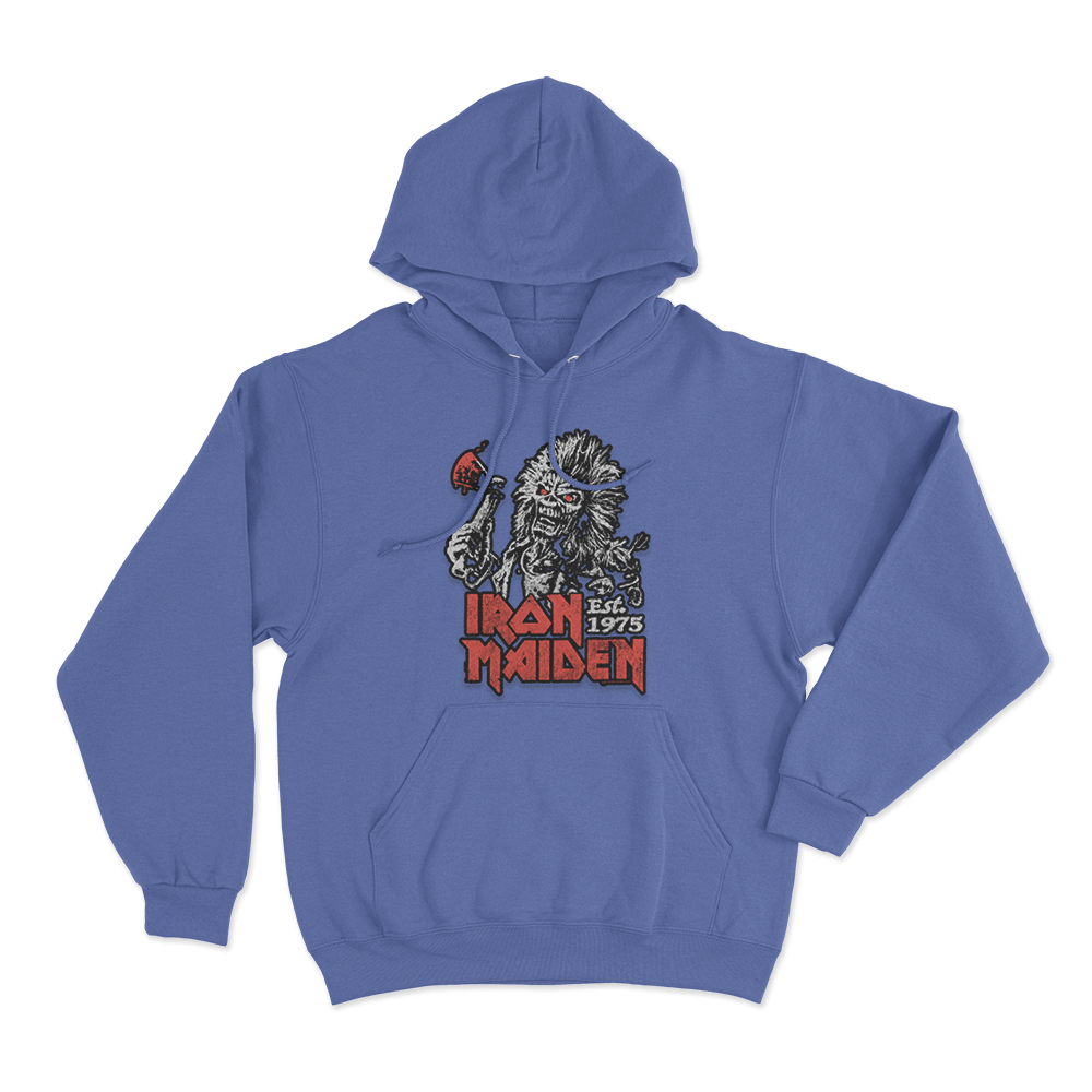 Iron Maiden Est. 1975 Unisex Hoodie Blue Iron Maiden Est. 1975 Unisex Hoodie Blue