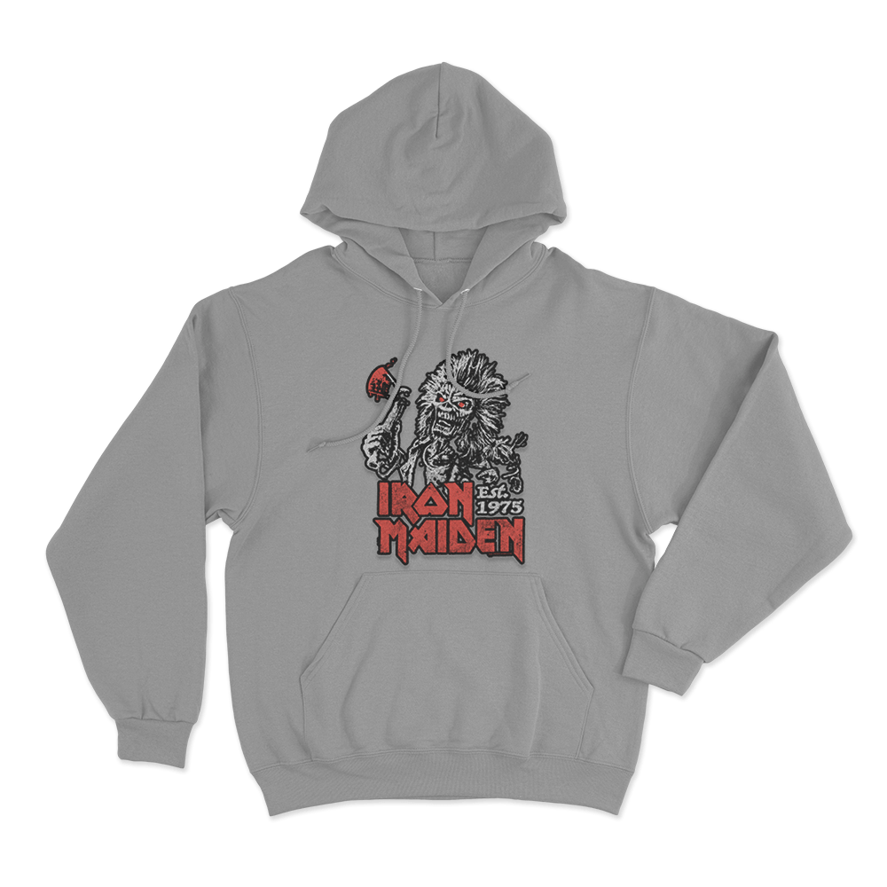 Iron Maiden Est. 1975 Unisex Hoodie Grey Iron Maiden Est. 1975 Unisex Hoodie Grey