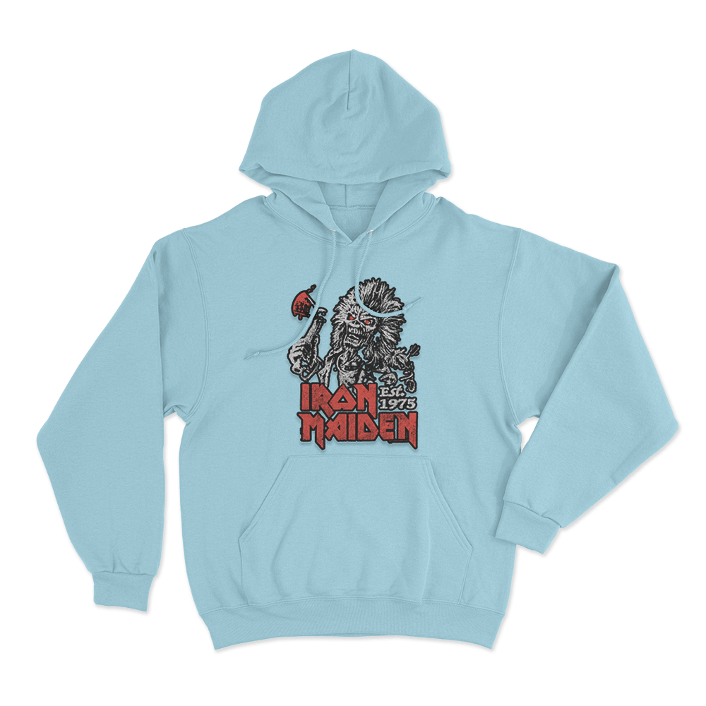 Iron Maiden Est. 1975 Unisex Hoodie Sky Blue Iron Maiden Est. 1975 Unisex Hoodie Sky Blue