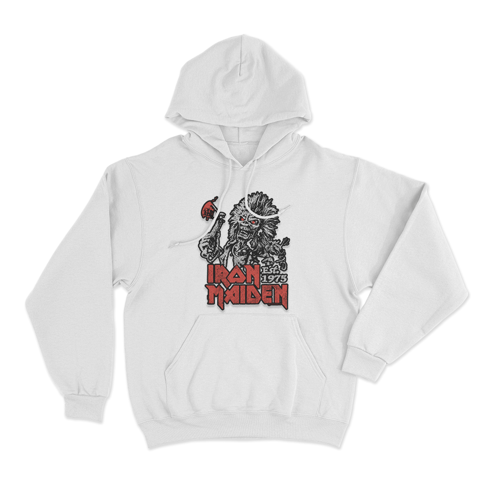 Iron Maiden Est. 1975 Unisex Hoodie White Iron Maiden Est. 1975 Unisex Hoodie White