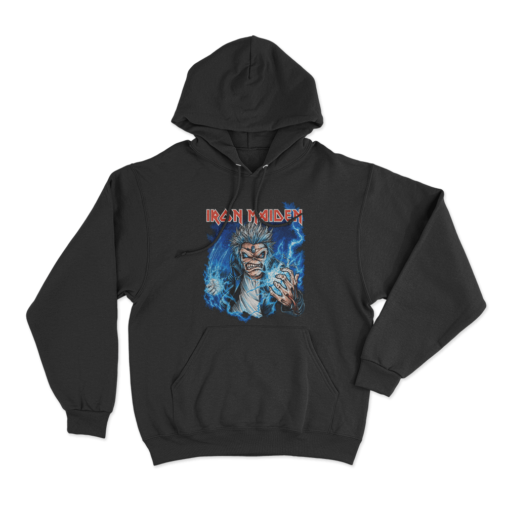 Iron Maiden Lightning Eddie Unisex Hoodie Black Iron Maiden Lightning Eddie Unisex Hoodie Black
