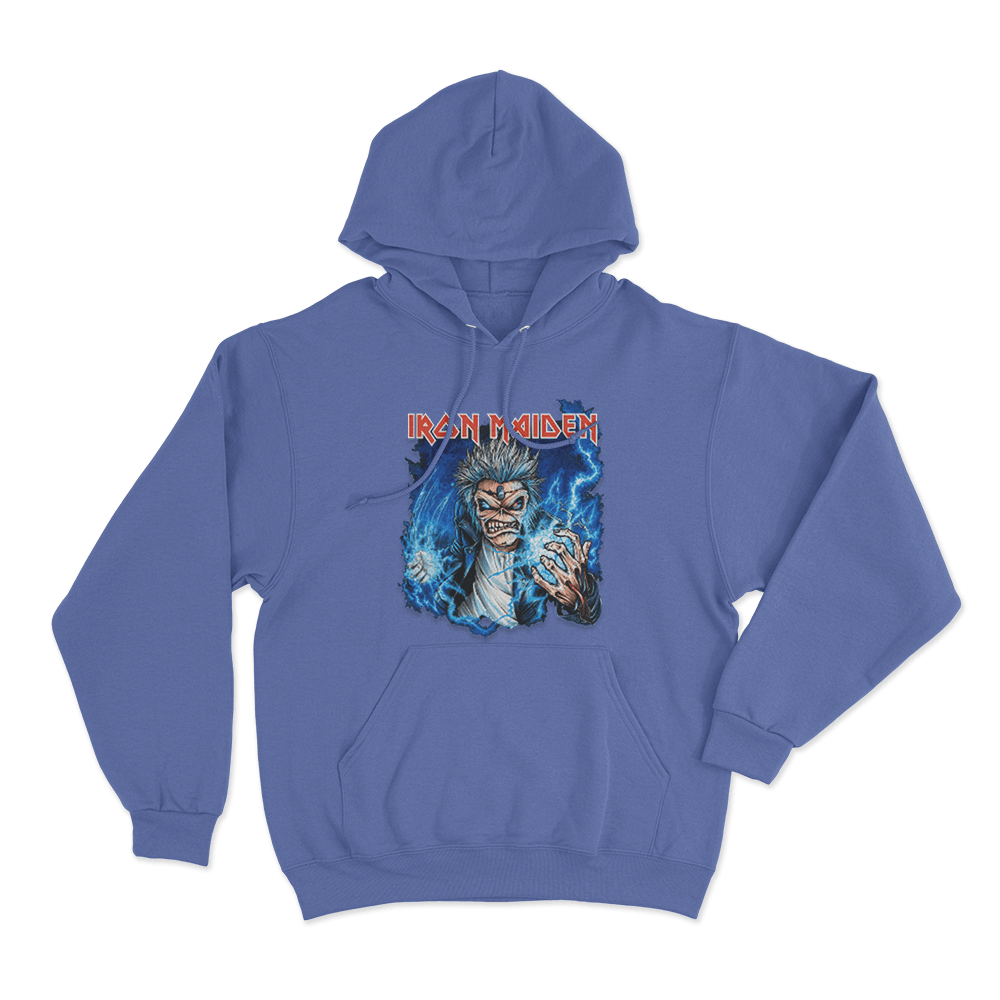 Iron Maiden Lightning Eddie Unisex Hoodie Blue Iron Maiden Lightning Eddie Unisex Hoodie Blue