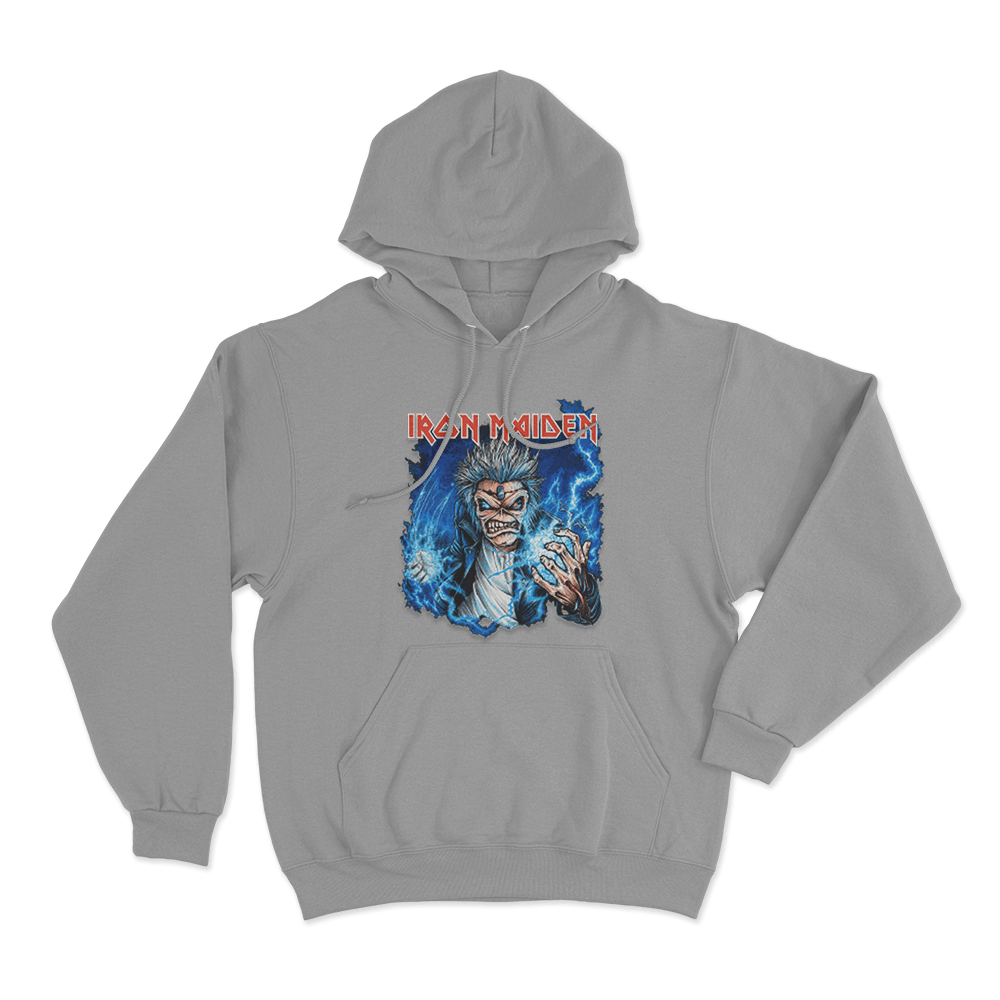 Iron Maiden Lightning Eddie Unisex Hoodie Grey Iron Maiden Lightning Eddie Unisex Hoodie Grey
