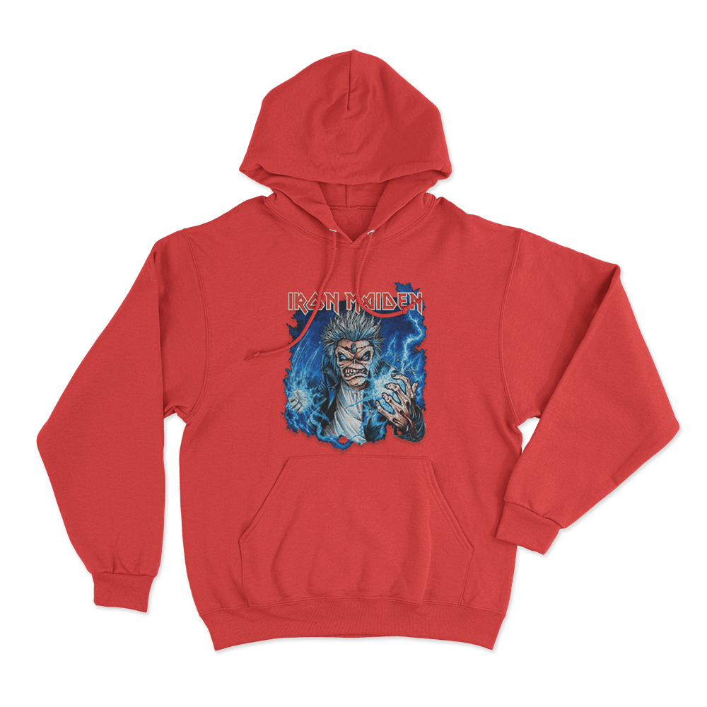 Iron Maiden Lightning Eddie Unisex Hoodie Red Iron Maiden Lightning Eddie Unisex Hoodie Red