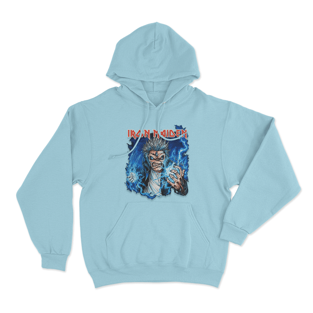 Iron Maiden Lightning Eddie Unisex Hoodie Sky Blue Iron Maiden Lightning Eddie Unisex Hoodie Sky Blue