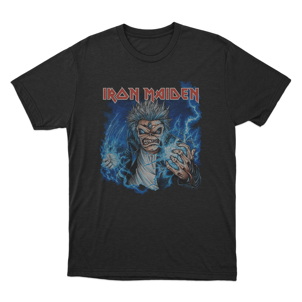 Iron Maiden Lightning Eddie Unisex T Shirt Black Iron Maiden Lightning Eddie Unisex T Shirt Black