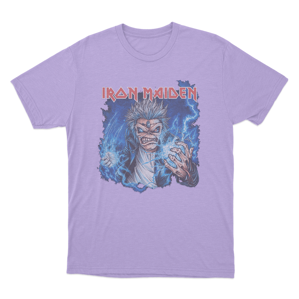 Iron Maiden Lightning Eddie Unisex T Shirt Purple Iron Maiden Lightning Eddie Unisex T Shirt Purple