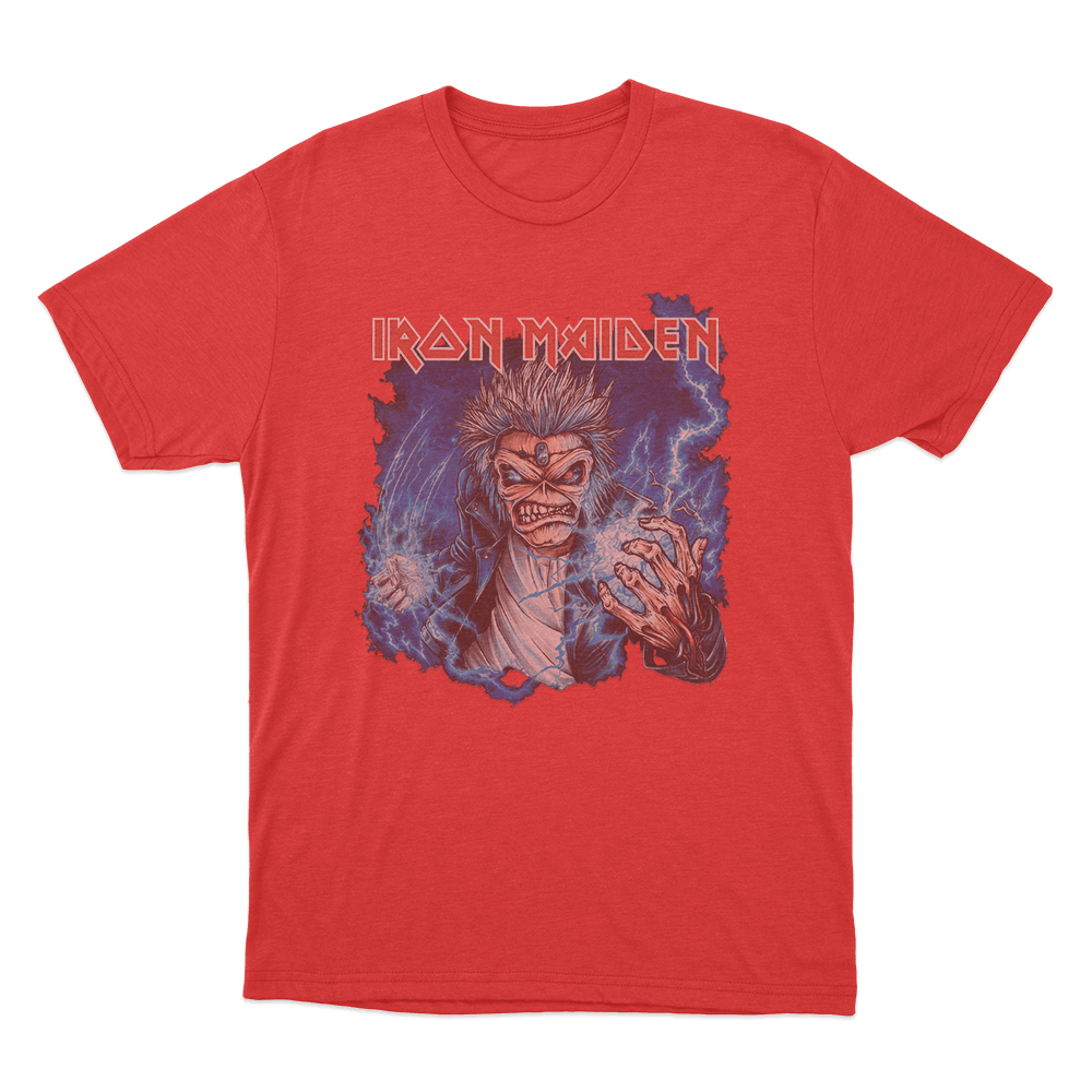 Iron Maiden Lightning Eddie Unisex T Shirt Red Iron Maiden Lightning Eddie Unisex T Shirt Red
